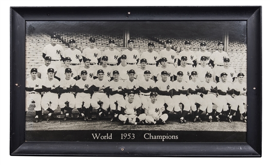 1953 World Champions New York Yankees Large Format Original 20x36" Framed Team Photograph That Hung in Yankee Stadium 